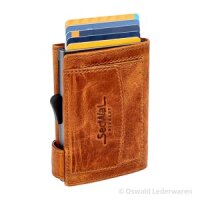 SecWal card case with money pouch cognac