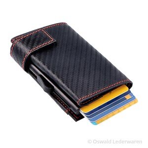 SecWal card case with money pouch black-red